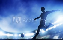 Football, soccer match. A player shooting on goal Naklejkomania - zdjecie 1 - miniatura