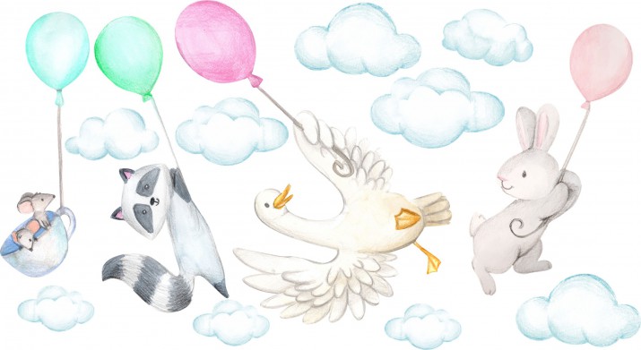 Naklejka ścienna dla dzieci - balony, chmurki 9756 - zdjęcie 2