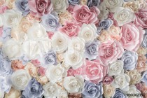 Backdrop of colorful paper roses Naklejkomania - zdjecie 1 - miniatura