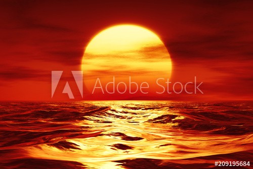 a sunset over the wild sea