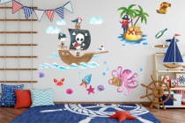 Naklejki na ścianę dla dzieci -  Morze, wyspa, piraci, statek 10373 Naklejkomania - zdjecie 1 - miniatura
