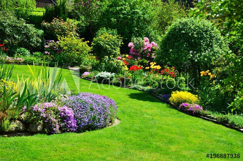 beautiful garden with perfect lawn