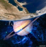 Earth Saturn Planet Surreal Naklejkomania - zdjecie 1 - miniatura