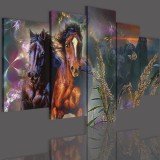Obrazy 5 częściowe- Konie w galopie 12303 Naklejkomania - zdjecie 3 - miniatura