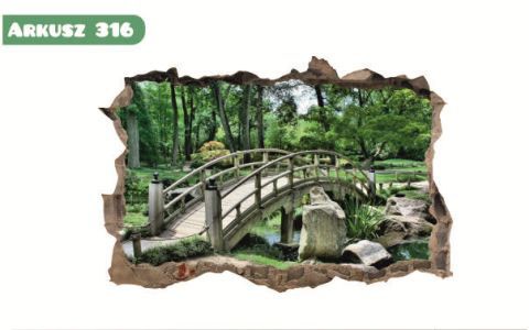 Naklejka na ścianę, dziura 3D mostek w parku 316 - zdjęcie 2