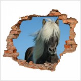 Naklejka na ścianę, dziura 3D  cegły okno koń 3159 Naklejkomania - zdjecie 2 - miniatura
