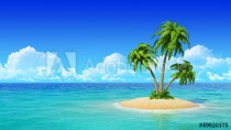 Desert tropical island with palm trees. Naklejkomania - zdjecie 1 - miniatura