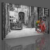 Obraz na ramie płótno canvas- pejzaż, uliczka, rower 15078 Naklejkomania - zdjecie 3 - miniatura