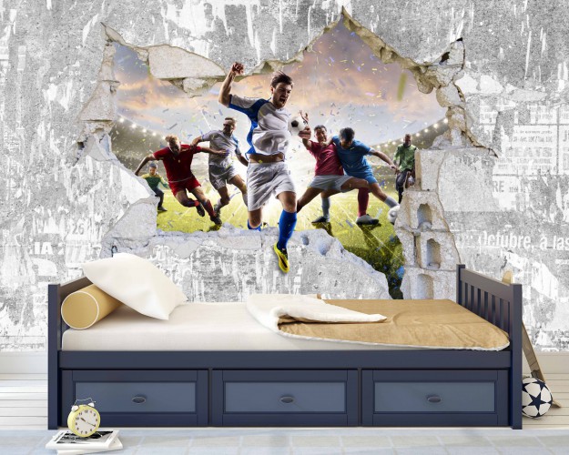 Fototapeta piłkarska na ścianę dla dzieci młodzieży sport Tapety winylowe 3d 10703  tapeta piłkarska