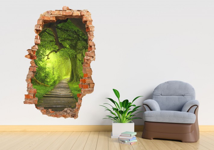 Naklejka na ścianę, dziura 3D  zaczarowany tunel  3621 Naklejkomania - zdjecie 1
