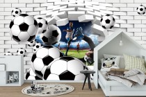 Fototapeta piłkarska  na ścianę tapeta na fizelinie dla dzieci młodzieży  sport 3d 9105 z piłkami Naklejkomania - zdjecie 1 - miniatura
