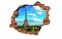 Naklejka na ścianę, dziura 3D  cegły miasto Paryż Wieża Eiffla 3082 Naklejkomania - zdjecie 2 - miniatura