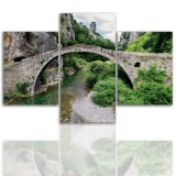 Tryptyk do salonu - Pejzaż, most, las, rzeka 12043 Naklejkomania - zdjecie 1 - miniatura
