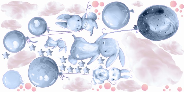 Naklejki dla dzieci na ścianę 41441 balony chmurki - zdjęcie 2