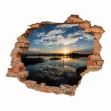 Naklejka na ścianę, dziura 3D  cegły morze niebo zachód słońca 3189 Naklejkomania - zdjecie 2 - miniatura