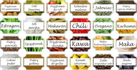 Etykiety Naklejki na przyprawy pojemniki słoiczki z przyprawami, zestaw 5 96 szt - zdjęcie 4