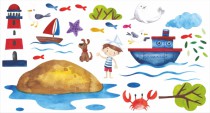Naklejki na ścianę dla dzieci - 10367  Morze, wyspa, piraci, statek Naklejkomania - zdjecie 2 - miniatura