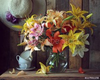 Bouquet with lilies. Naklejkomania - zdjecie 1 - miniatura