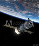 Spacecraft "Soyuz" In Space. 3D Scene. Naklejkomania - zdjecie 1 - miniatura