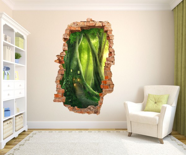 Naklejka na ścianę , dziura 3D  zaczarowany las 3657 Naklejkomania - zdjecie 1