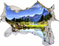 Naklejka na ścianę, dziura 3D las drzewa jezioro góry 3580 Naklejkomania - zdjecie 2 - miniatura