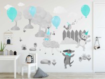 Naklejki dla dzieci na ścianę  40303 króliki balony Naklejkomania - zdjecie 1 - miniatura