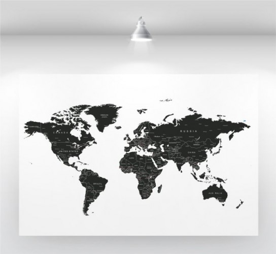 Naklejka ścienna - mapa świata czarna angielska mapa 5 Naklejkomania - zdjecie 1