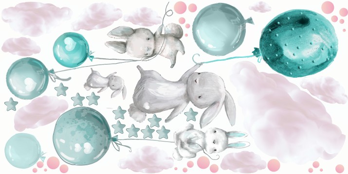 Naklejki dla dzieci na ścianę 41440 balony chmurki - zdjęcie 2