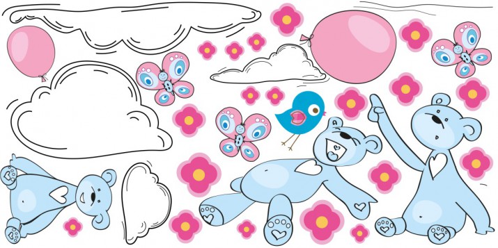 Naklejki dla dzieci - bajka, misie, chmurki, balony 15032 - zdjęcie 2