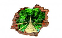 Naklejka na ścianę, dziura 3D  cegły las dżungla most 3134 Naklejkomania - zdjecie 2 - miniatura