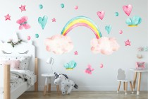 Wyprzedaż 150x300 Naklejki dla dzieci dziecka na ścianę 9655 chmury tęcza Naklejkomania - zdjecie 1 - miniatura