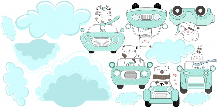 Naklejki ścienne dla dziecka miętowe auto 41203 - zdjęcie 2