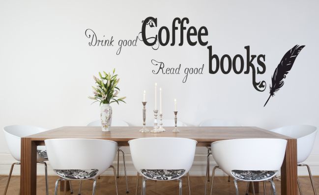 671 Napisy ścienne naklejki na ścianę  Drink good coffee Read good books Naklejkomania - zdjecie 1