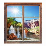 Naklejka na ścianę, dziura 3D okno widok wodospad kanion 3182 Naklejkomania - zdjecie 2 - miniatura