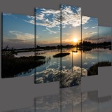 Obrazy 5 częściowe- Jezioro, zachód słońca 12284 Naklejkomania - zdjecie 3 - miniatura