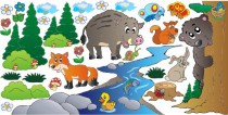 Naklejka ścienna dla dzieci -  las, zwierzęta zestaw 27 Naklejkomania - zdjecie 2 - miniatura