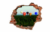 Naklejka na ścianę, dziura 3D  cegły las niebo balony 3113 Naklejkomania - zdjecie 2 - miniatura