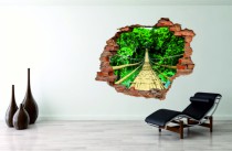 Naklejka na ścianę, dziura 3D  cegły las dżungla most 3134 Naklejkomania - zdjecie 1 - miniatura