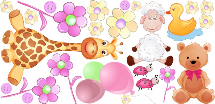 Naklejka ścienna dla dzieci -  żyrafa, balony zestaw 13 - zdjęcie 2
