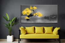 Obraz na ścianę do sypialni salonu żółte drzewo   41318 Naklejkomania - zdjecie 2 - miniatura