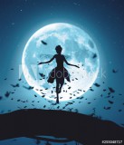 3d rendering of a fairy flying in a magical night surrounded by flock butterflies in moonlight Naklejkomania - zdjecie 1 - miniatura
