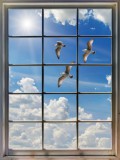 Naklejka na ścianę, dziura 3D okno niebo ptaki 3531 Naklejkomania - zdjecie 2 - miniatura