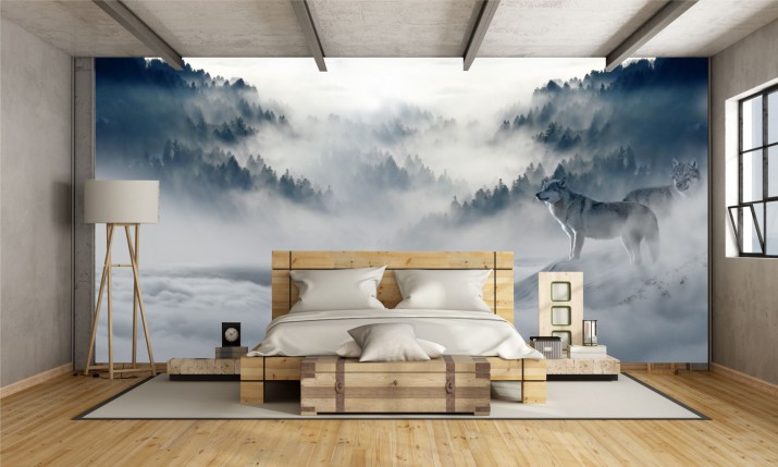 Tapeta Flizelinowa na ścianę wilk w mgle 44001