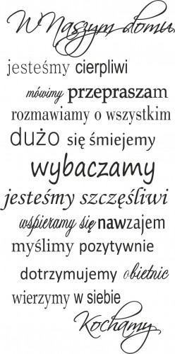 736 Naklejki napisy na ścianę W tym domu jesteśmy szczęśliwi myślimy pozytywnie Kochamy - zdjęcie 2