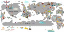 Naklejka ścienna - mapa świata szara budynki 41372 Naklejkomania - zdjecie 2 - miniatura