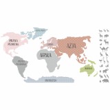 Naklejka ścienna - mapa świata pastelowa, mapa 30 Naklejkomania - zdjecie 2 - miniatura