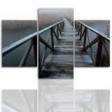 Tryptyk do salonu - Pejzaż, most, jezioro 12068 Naklejkomania - zdjecie 1 - miniatura