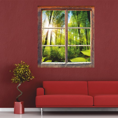 Naklejka na ścianę, dziura 3D okno widok lad drzewa 3178 Naklejkomania - zdjecie 1