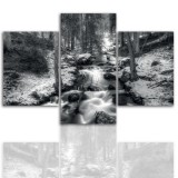 Tryptyk do salonu - Pejzaż, las, strumień 12070 Naklejkomania - zdjecie 1 - miniatura
