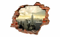 Naklejka na ścianę, dziura 3D  cegły Miasto budynki Nowy Jork 3016 Naklejkomania - zdjecie 2 - miniatura